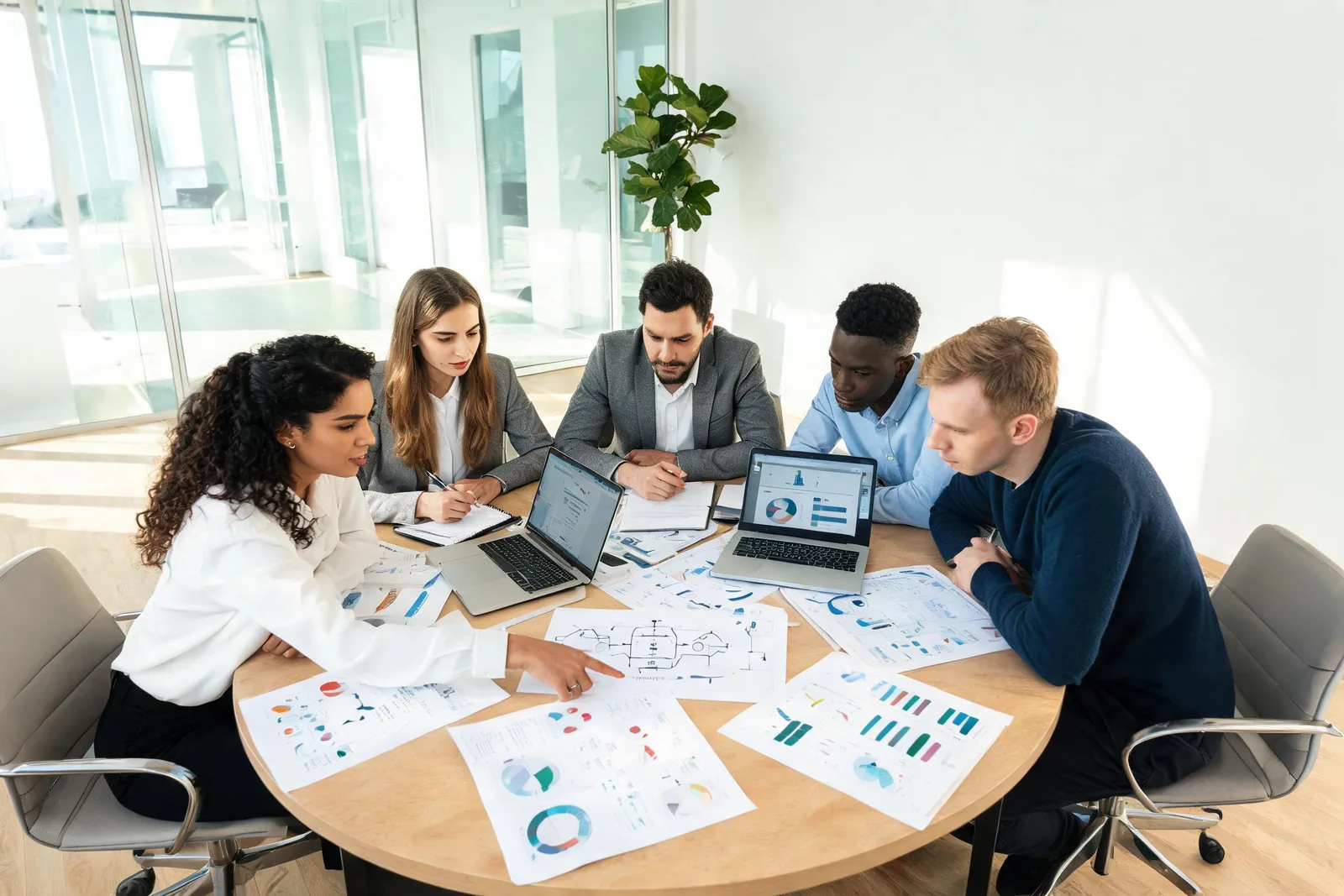 Séance de travail de conseil avec les équipes du client
